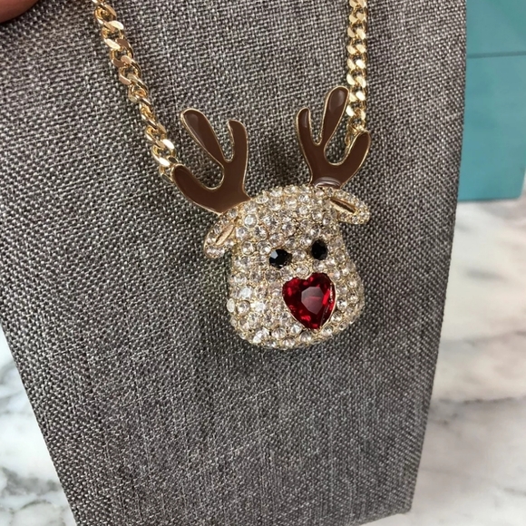 Betsey Johnson Rudolph Bling Necklace - Picture 2 of 5